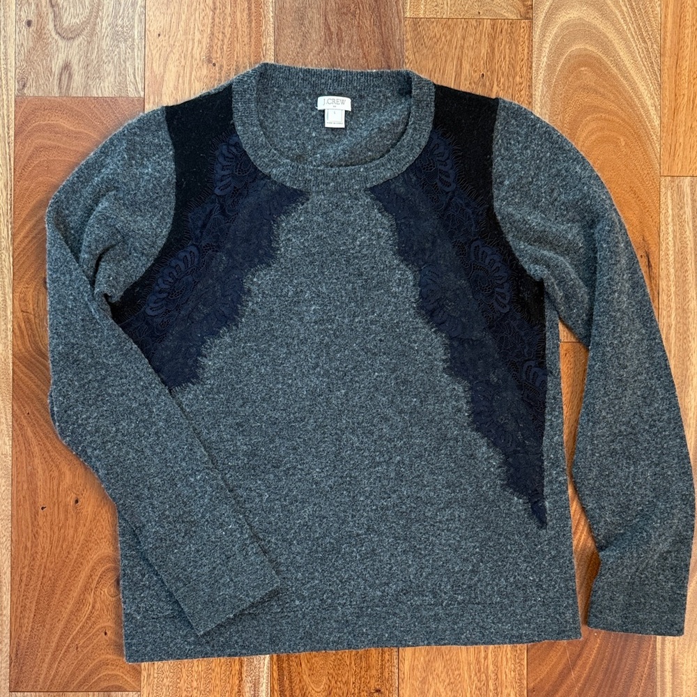 Jcrew women’s wool blend sweater with lace - large